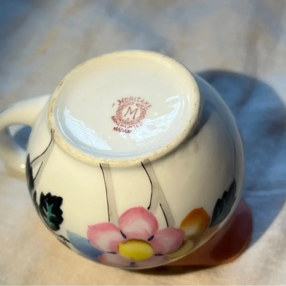 VINTAGE NORITAKE Floral China Creamer Edged in Brilliant Gold/or Flower Vase